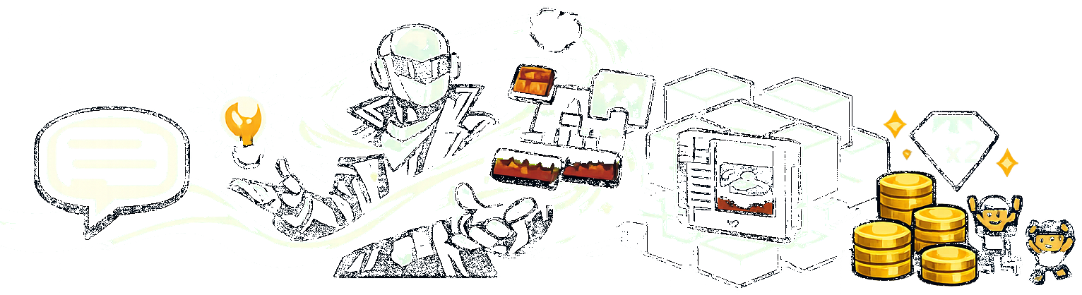 An AI agent building a game — prompt, agent, on-chain, earn